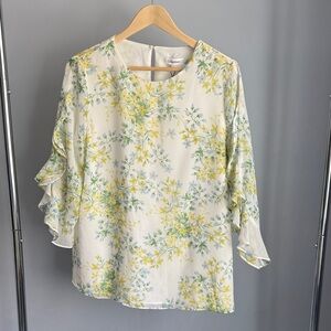 Calvin Klein NWT Floral Ruffle Sleeve Blouse